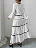 Women's Autumn Winter 2-Piece Set Dress, Casual Long Sleeve Tie-Up Top, High Waist Elegant Skirt, Perfect For Sunny Days_ecoleips.com