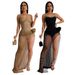 Women's Clothing sexy hot diamond sling jumpsuit with high slit see through mesh dress_ecoleips.com