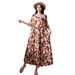 Short Sleeve Cotton Silk Women's European And American 2025 Summer New Round Neck Beach Vacation Style Dress_ecoleips.com