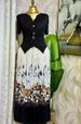 Women's Clothing Plus Size Clothes Two-Piece Set – Printed Patchwork Top & Flowy Skirt In Green/Orange/Black/Violet/Matcha/Blue (One Size Fits Most)_ecoleips.com