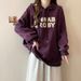 American-style Letter Embroidery Hooded Long-sleeve Sweatshirt Women, Thin, Plus-size, Loose-fitting, Korean-style Top_ecoleips.com