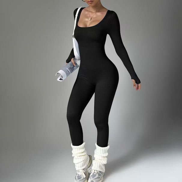 Seamless One-Piece Yoga Jumpsuit – Long Sleeve Full-Body Workout Suit (XS-XXXL, 11 Colors) – Moisture-Wicking & Sculpting For Gym & Pilates_ecoleips.com