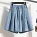 Women's Clothing Ice Silk Denim Shorts Women's High Waist Summer Thin New Pants Skirt Large Size Fat Mm Slim Tencel Shorts_ecoleips.com
