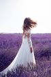 Women's Clothing Long Sleeve Perspective Lace Wedding Dress Bridesmaid Dress Split Long Dress_ecoleips.com