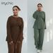 Modest Abaya Dress Premium Pleated Two-Piece Set – Modest V-Neck Top & Flowy Pants For Women (M/L/XL, 4 Elegant Colors)_ecoleips.com