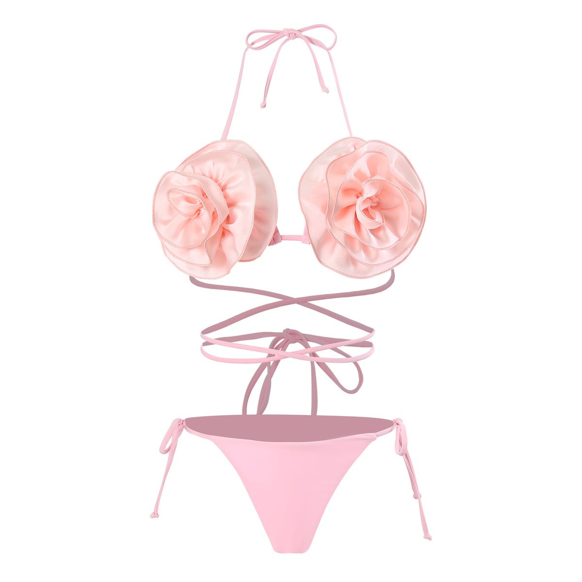 Women's sexy 3D three-dimensional flower split bikini bikini women's swimwear _ecoleips.com