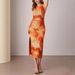Women's Sleeveless Midi Dress Bodycon Temperament Tie Dye Side Slit Wedding Cocktail Dress_ecoleips.com