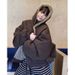Women's Eco-Friendly Waterproof Faux Fur Jacket - Reversible Winter Coat With Warm Cotton Filling, Hooded Casual Outerwear (Black, Khaki, Red-Brown)_ecoleips.com