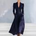 Elegant V-Neck Balloon Sleeve Dress – Satin Wrap Waist With Flared Hem For Weddings & Evening Events (Navy, White, Black, Burgundy, Sky Blue)_ecoleips.com