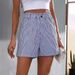 Aria Basics Aria Basics 2024 European And American Summer New Cross-Border Casual Pocket Striped Shorts Women's Fashion_ecoleips.com