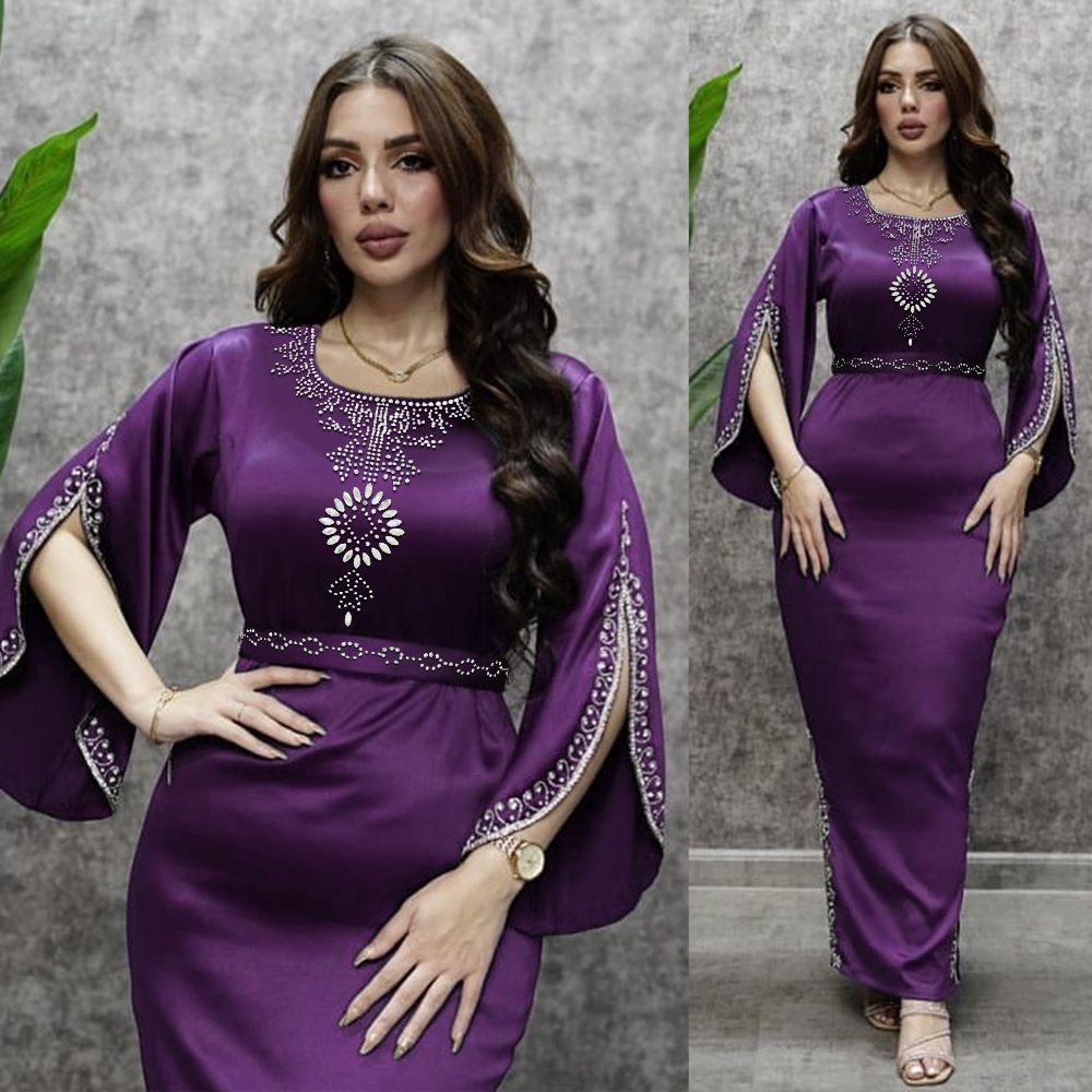 Women's Clothing Fashion Diamond Dubai Arabian Evening Dress_ecoleips.com