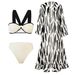 Women's 3-Piece Bikini Swimsuit Set Tight Fitting Slimming Design With Large Cover Up Vacation Sexy Polyester_ecoleips.com