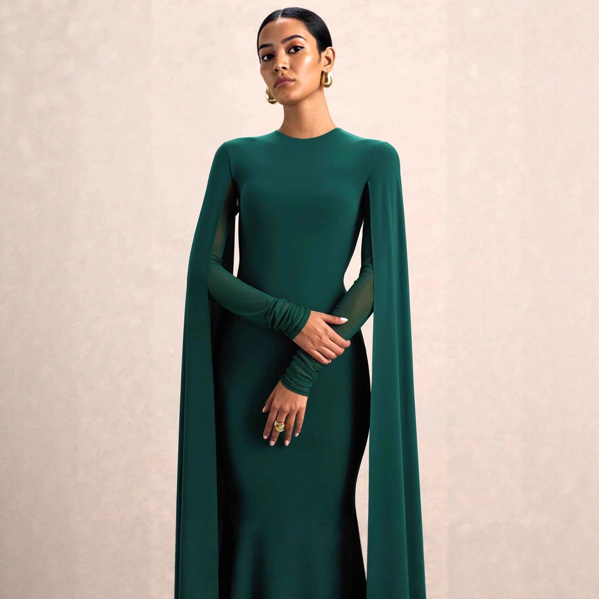 Women's Sleeveless Bodycon Midi Dress, Solid Color High-Slit Stretchy Office & Evening Dress, Elegant Round Neck Cocktail Dress_ecoleips.com