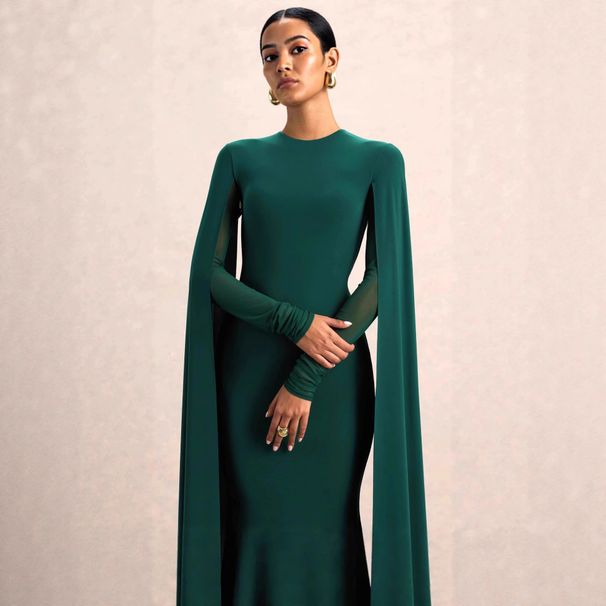 Women's Sleeveless Bodycon Midi Dress, Solid Color High-Slit Stretchy Office & Evening Dress, Elegant Round Neck Cocktail Dress_ecoleips.com
