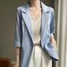 Summer 2026 New Fashion Casual Three-quarter Length Jacket, Suit Top, Elegant Slim-fit Solid Color Lightweight Outerwear_ecoleips.com
