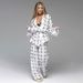 Women's Clothing New Printed Cardigan Pajamas Trousers Pajamas Two Piece Loose Casual Ladies Home Clothes_ecoleips.com