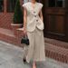Women's Clothing Retro Temperament V Neck Sleeveless Suit High Waist Vest Trousers Fashion Casual Suit_ecoleips.com