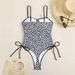 Sexy Leopard Print One Piece Swimsuit High Waisted Tight Drawstring Split Bikini Swimwear For Women Summer Beach_ecoleips.com