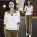 Women's Slim-Fit Casual Sportswear Set – Stylish Collared Sweatshirt & Jogger Pants, Trendy Two-Piece Outfit For Spring & Autumn_ecoleips.com