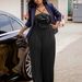 Women's Clothing New Fashion Sexy Tag Big Flower Solid Color Pleated Jumpsuit_ecoleips.com