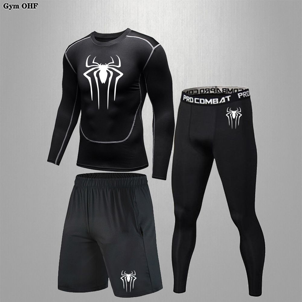 Women's Clothing Pro Men's Fitness Sports Set 3 Piece Quick Drying T-Shirt And Leggings Long Sleeve For Formal & Casual_ecoleips.com