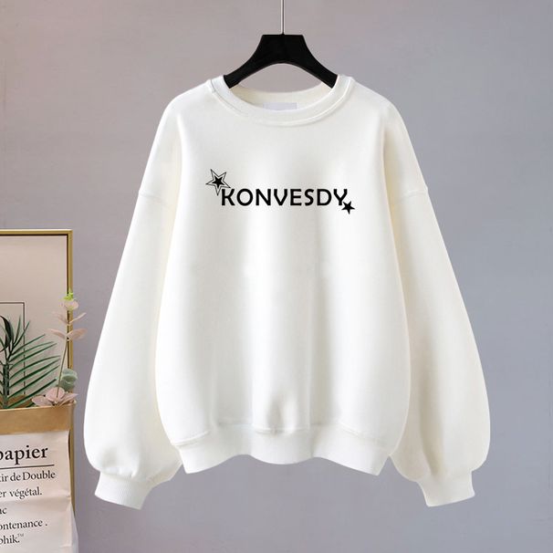 Women's Oversized Pullover Sweatshirt Fleece Lined Thickened Pure Cotton Trendy Design Unique Style Instagram Worthy Top for Autumn Winter_ecoleips.com