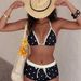 Polka Dot Bikini Pure Color Blocking Alluring Two Piece Swimsuit For Women Sweet And Spicy Design For Island Vacation_ecoleips.com