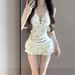Women's Floral Print Two Piece Swimsuit High Waist Tummy Control Cute Girly Innocent Style Conservative Cake Skirt Design New_ecoleips.com