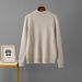 Women's Thickened Semi High Collar Woolen Fleece Lined Sweater Autumn Winter Fashion Top Cross Border Style_ecoleips.com