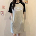 Summer European And American Style Trendy Simple Letter Print Loose Summer Short-sleeved Maternity Dress_ecoleips.com