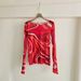 Luxury Women's Long Sleeve T-Shirt Elegant Slim Fit Sheer Base Layer Top with Swirl Print Sun Protection_ecoleips.com