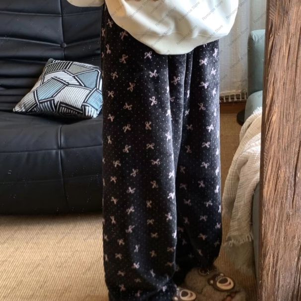 Women's Flannel Pajama Pants For Autumn And Winter Warmth Loose Straight-leg Home Pants Warm Pants 2026 Relaxing New Style_ecoleips.com