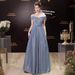 Shiny Evening Gown 2025 New Model, Off-the-shoulder, Light Luxury, Niche, Slim-fit, High-end, Elegant Host Dress For_ecoleips.com