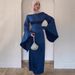 Spring Satin Slimming Dress For Women With Bell Sleeves And Waist Cinching Solid Color Blend Of Cotton And Polyester_ecoleips.com