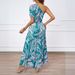Cross-border European And American Women's Fashion 2026 Summer New Sexy Asymmetrical Neck Printed Bohemian Seaside_ecoleips.com