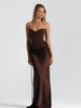 Women's Slim Fit Evening Dress European American Style Fashion Solid Color Herringbone Waist with Flowing Ribbons Long Fishtail Skirt_ecoleips.com