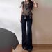 Black Micro-flared Jeans For Women, 2025 Summer New High Street Low-waist Petite Non-tight-fitting Bootcut Floor-length_ecoleips.com