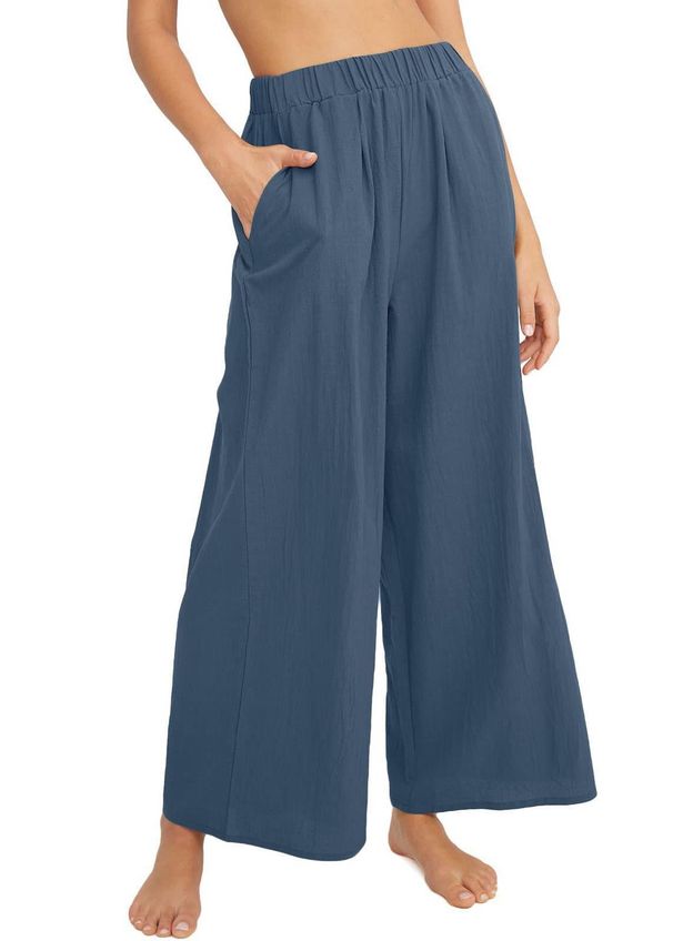 Women's Clothing Spring And Summer New Cotton And Linen Solid Color Trendy Brand High Waist Loose Casual Wide Leg Trousers_ecoleips.com