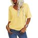 Women's T-Shirt V-Neck Short Sleeve Loose Shirt Casual Solid Color Basic Top_ecoleips.com