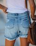 Women's Clothing Denim Shorts Straight Leg Washed Out Jeans Hole Versatile Casual Commute Style Denim Jeans_ecoleips.com