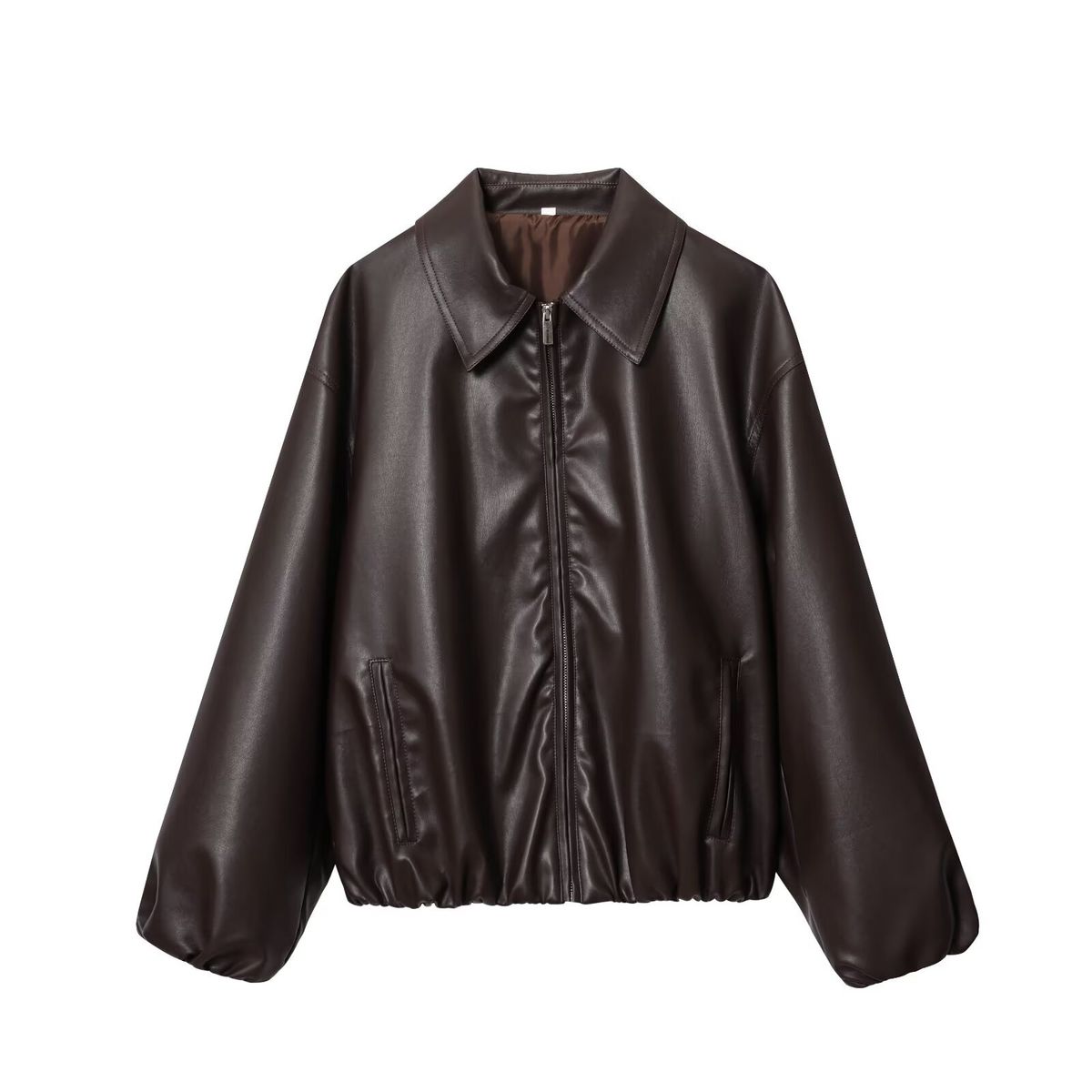 Faux Leather Jacket Women’s Long Sleeve – Stylish Oversized Bomber Coat, Wine Red PU Vegan Jacket For Streetwear & Fall Fashion_ecoleips.com