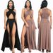 Women's Clothing Solid Color Slit Ruffle Dress Sexy Evening Dress_ecoleips.com