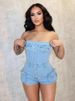 K European And American Women's Strapless Elastic Denim Jumpsuit_ecoleips.com