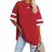 2025 Cross-Border Women's Tops European And American Loose-Fit Half-Sleeve Round Neck Color-Block Waist-Cinching_ecoleips.com