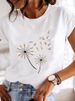 European And American Cross-border Foreign Trade Women's Clothing Dandelion Butterfly Print Round Neck Short-sleeve_ecoleips.com