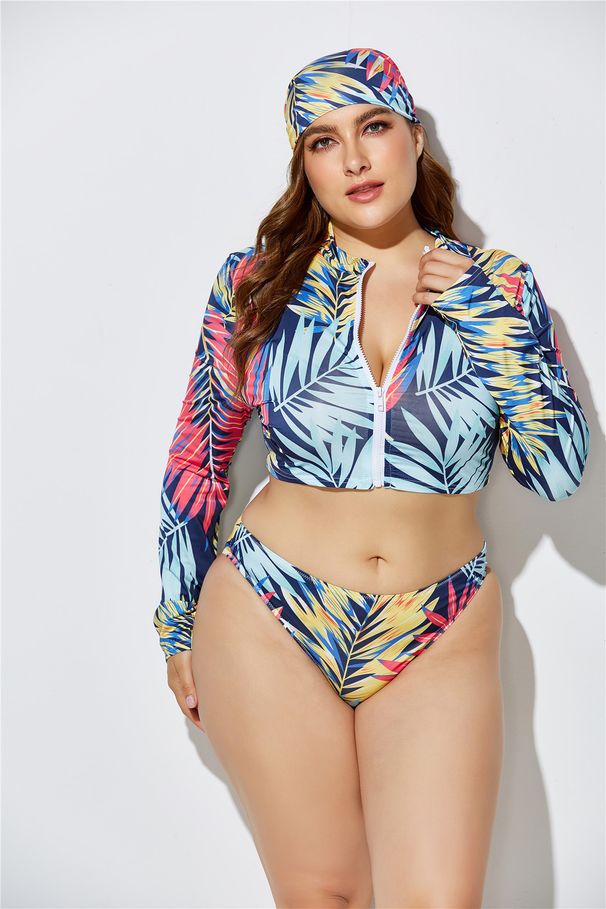 laceup printed bikini set multicolor plus size swimwear for women (beach sisters collection)_ecoleips.com