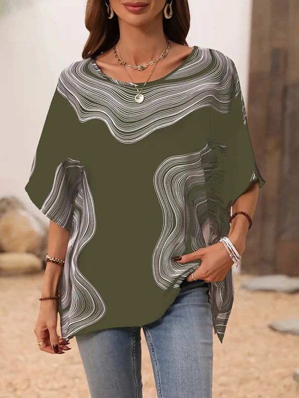 Women's Clothing Summer New Casual Printed V Neck Loose_ecoleips.com