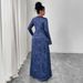 Women's Clothing Plus Size Clothes "Elegant V-Neck High Waisted Maxi Dress – A-Line Pleated Long Sleeve Dress For Women, Spring & Autumn Staple"_ecoleips.com