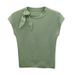 Lace-Up Round Neck Knit Top – Breathable Summer Sleeveless Blouse With 3D Texture (One Size, 4 Colors, Cool-Touch Polyester)_ecoleips.com