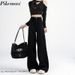 Black Wide-leg Jeans For Women, 2025 New Plus-size High-waisted, Loose-fitting, Slimming, Straight-leg, Flared,_ecoleips.com